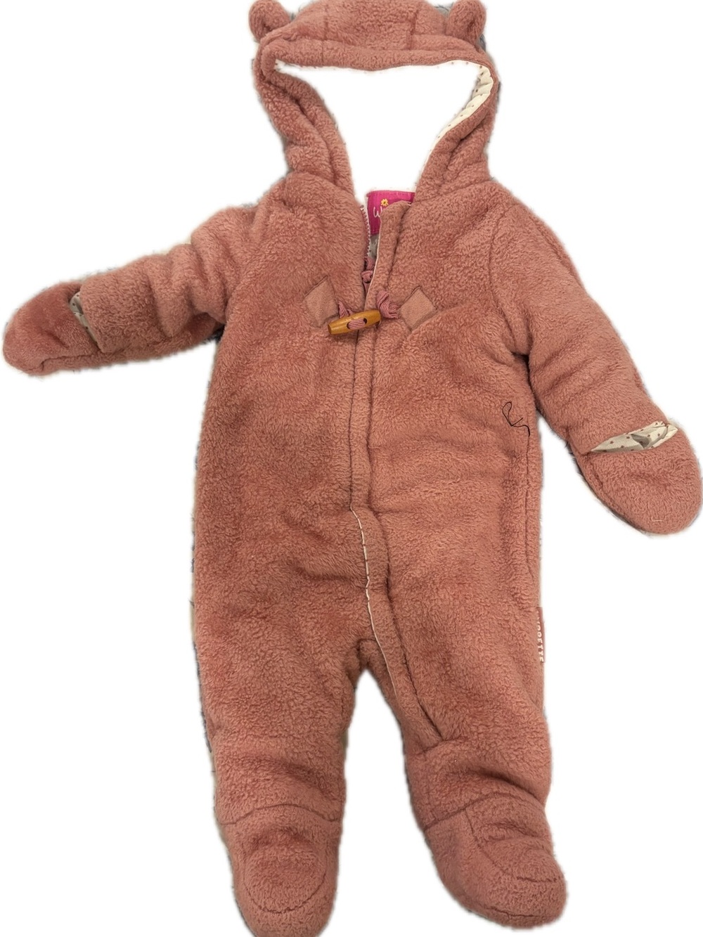 Wippette Pink Teddy Fleece Infant One-Piece